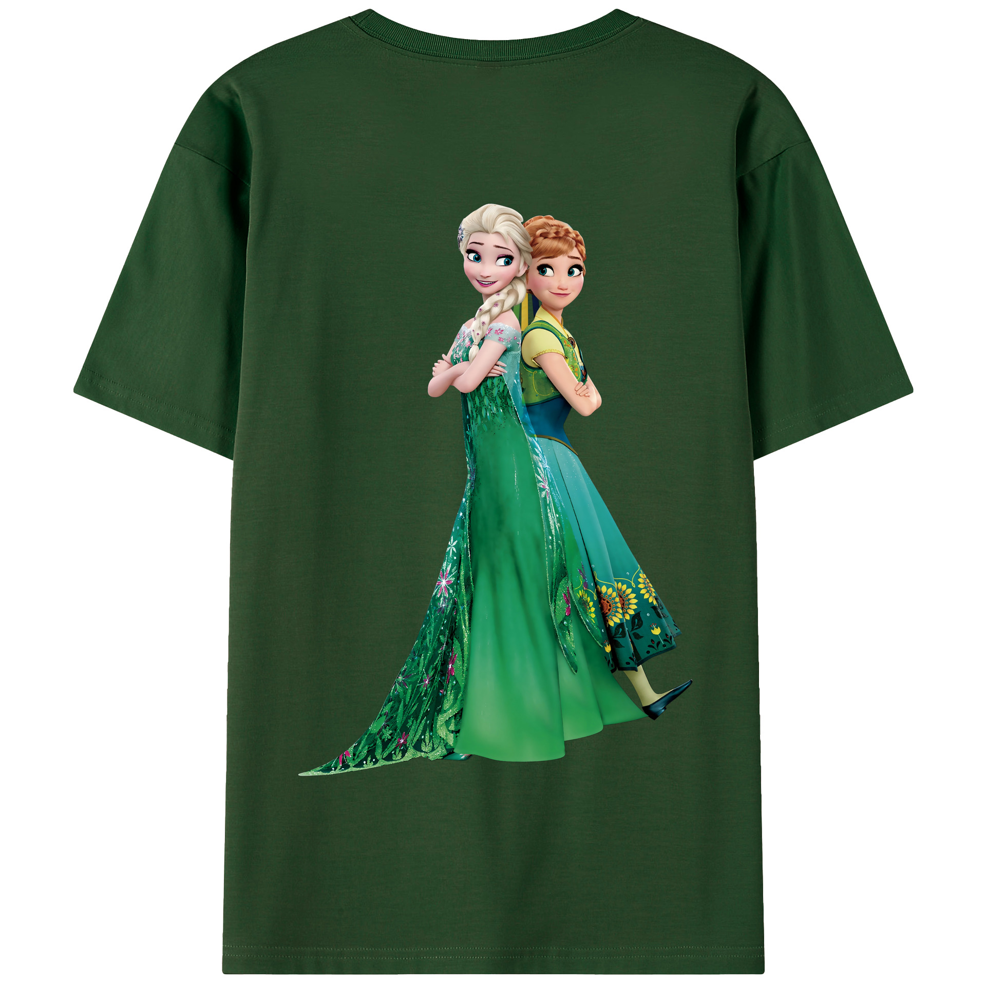 （画像用） アナと雪の女王 アンナ エルサ Frozen Anna Elsa 綿100％半袖Tシャツ（背面プリント）